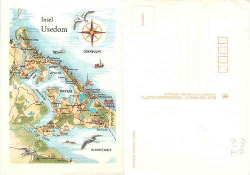 17406 Insel Usedom Landkarten AK sig Graichan * 1987