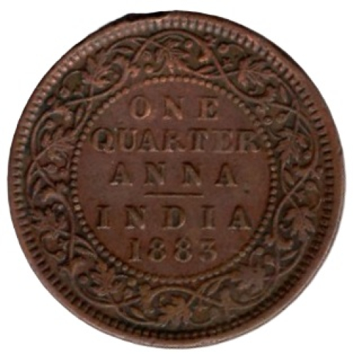India British one Quarter Anna 1883 Victoria