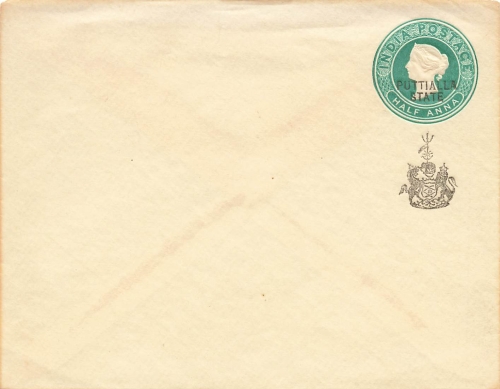 India Postage Puttialla State Half Anna Ganzsachenbrief 1900
