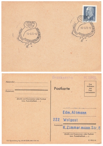 Internationale Rosenaustellung in der DDR Sonderstempel o Berlin 13.9.1972