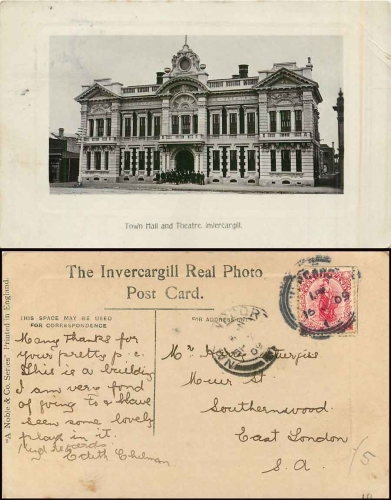 Invercargill City Theatre Town Hall New Zealand o 1909