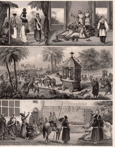 Iran National Customs Steel engraving by Henry Winkles after G Heck around 1850