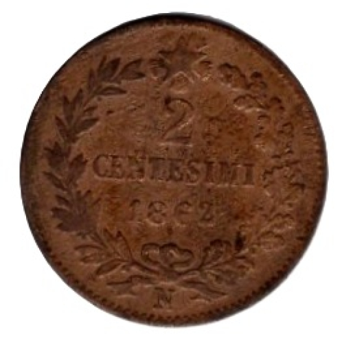Italien 2 Centesimi 1862 N Vittorio Emanuele II