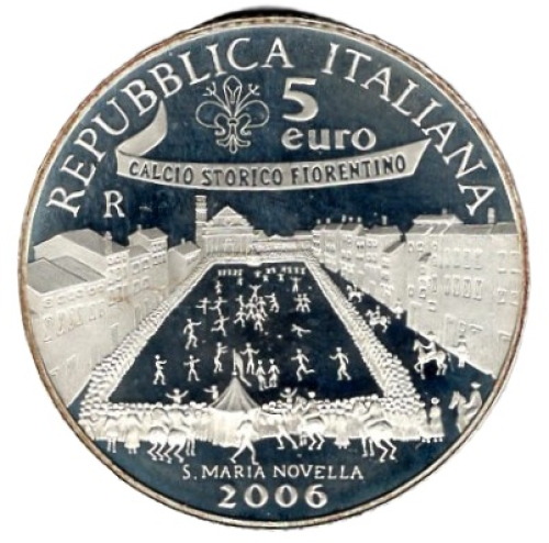 Italien 5 Euro FIFA Fußball WM Deutschland 2006 Polierte Platte