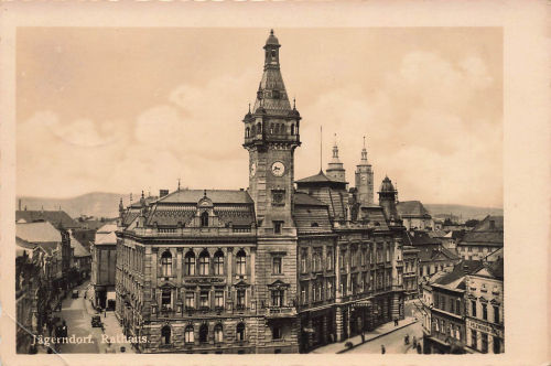 Jägerndorf Rathaus Mähren Sudetengau Krnov Feldpost 2.WK 6. Komp. Landesschützen Btl. 559 1943