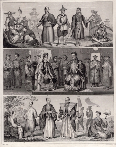 Japan traditional costume lithograph by Henry Winkle around 1850