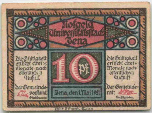 Kahla emergency money note, 1921, 10 Pfennig