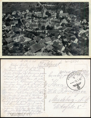 Jettenbach Saarpfalz airplane photo field post o 15.1.1940