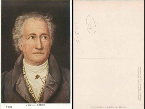 Johann Wolfgang von Goethe Künstlerkarte J. Stieler  *ca. 1920