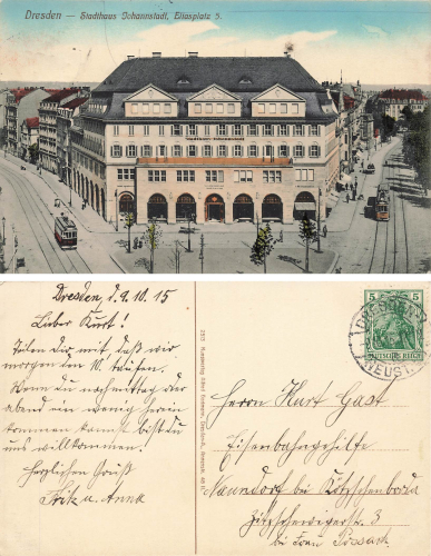 Johannstadt Dresden Eliasplatz 5 Stadthaus o 1915