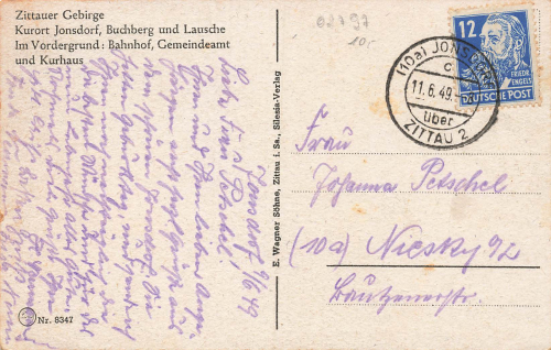 02796 Jonsdorf Zittauer Gebirge Bahnhof o 1949