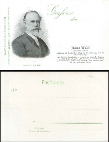 Julius Wolff poet Series D No. 126 *approx. 1900