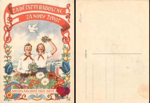 CSSR propaganda card for Children's Day Young Pioneers * around 1960