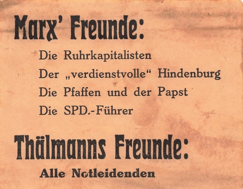 KPD Ernst Thalmann election advertising for the 1933 Reichstag election, original leaflet 