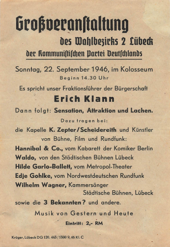 KPD Luebeck Handzettel zur Wahl 1946
