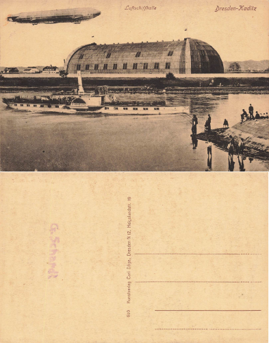 Kaditz Dresden Zeppelinhalle Luftschiff Baracke der Funker Compagnie um 1915