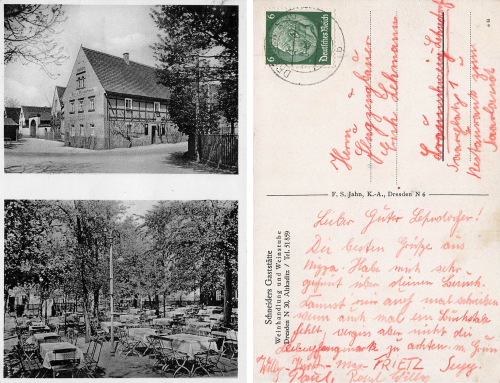 Kaditz Dresden Schneider's Restaurant Wine Shop Altkaditz o 1938