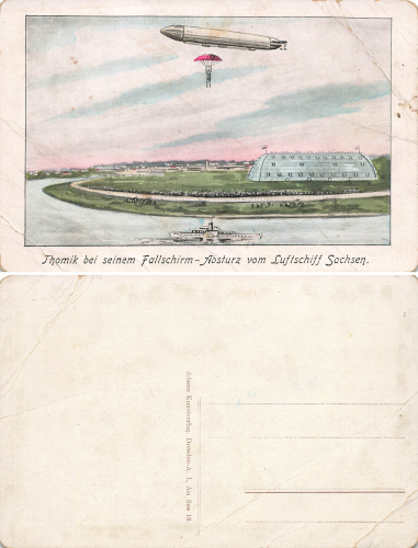 Kaditz Dresden Zeppelin Hall Airship "Sachsen" Parachutist Thomik * around 1914