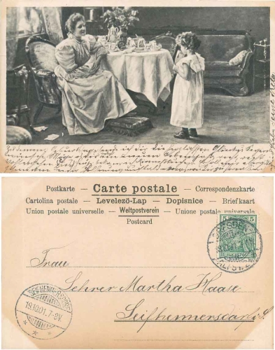 Kaffeetafel Mutter mit Kind  o 19.10.1901