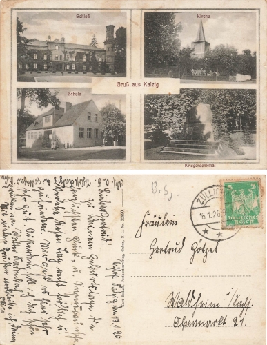 Kalzig Kreis Zuellichau-Schwiebus Ostbrandenburg Schule Kalsk o 16.1.1926