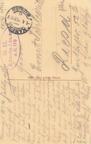 Kamenz Sachsen Hauptkirche Feldpoststempel II. Rekr.-Dep. ". Ers.-Batl. J. R. 178 o 1916