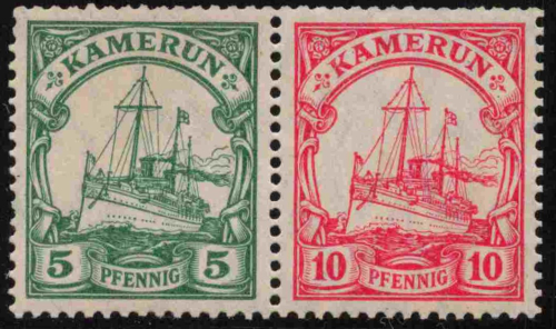 Kamerun Deutsche Post Michel W12 ** postfrisch Zusammendruck aus Markenheftchen Kaiseryacht