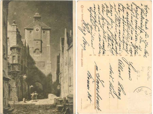Karl Spitzweg "Heimkehr" Künstlerkarte gebr. ca. 1930