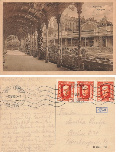 Karlovy Vary Bohemia City Park o June 3, 1925