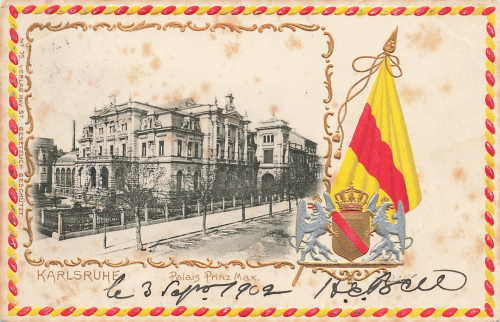 Karlsruhe Palais Prinz Max Prägekarte o 3.9.1902