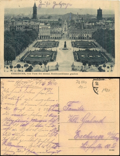 Karlsruhe vom Turm des  Residenzschlosses o ca. 1920