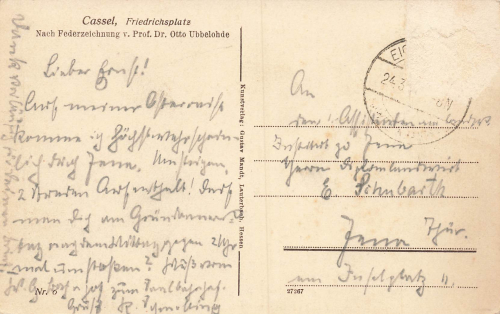 Kassel Friedrichsplatz Künstlerkarte Otto Ubbelohde Mandt-Verlag o um 1920