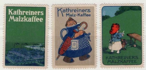 Kathreiner's malt coffee child with dachshund vignette around 1920