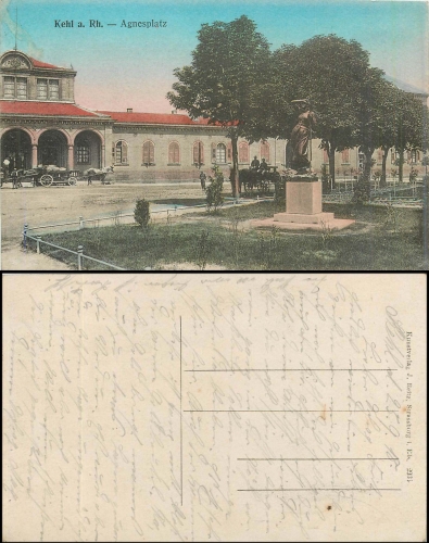 Kehl Rhein Agnesplatz gebr. 25.09.1918