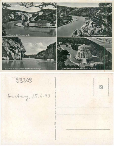 93309 Kelheim Donau Kloster Weltenburg gebr. 1943