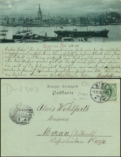 Kiel Mondscheinkarte o 1.11.1898