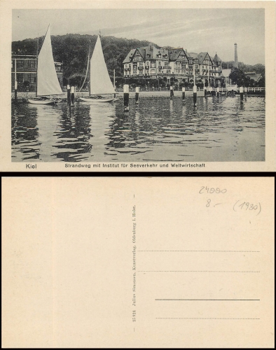 Kiel Strandweg with Institute for Maritime Transport and the World Economy * ca.1920