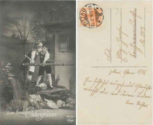 Kinder mit Ostereiern Amag62158/1 Serienkarte 1918