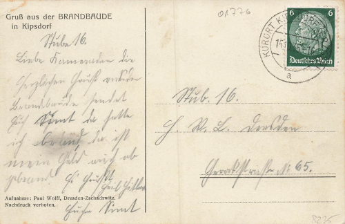 01773 Ober Kipsdorf Erzgebirge Brand Baude o 1935