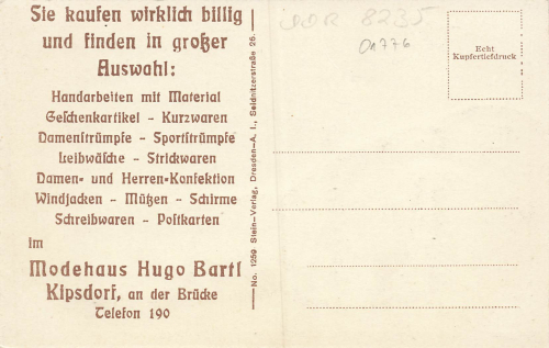 01773 Kipsdorf Erzgebirge Fashion House Hugo Bartl * around 1920