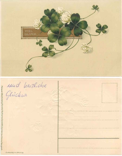 Kleeblätter Prägekarte M&B 1615 Künstlerkarte * ca. 1910