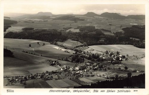 01814 Kleingiesshuebel Saechsische Schweiz vom kleinen Zschirnstein Hahn-Foto8633 * um 1930