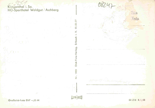 Klingenthal Sachsen HO Sporthotel Waldgut * 1968