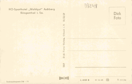 Klingenthal Sachsen HO Sporthotel Waldgut * 1956