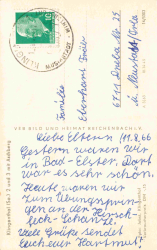 Klingenthal 2 und 3 Sachsen o 1963