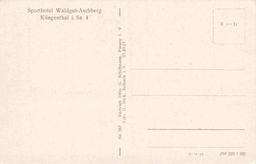 Klingenthal Sachsen Sporthotel Waldgut * um 1950