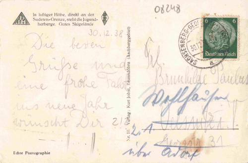 Klingenthal, Saxony: Aschberg Youth Hostel o 1938