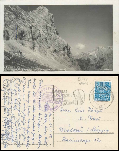 Knorrhütte mit Brunnthalkopf u. Dreithorspitze, o 21.1.1959