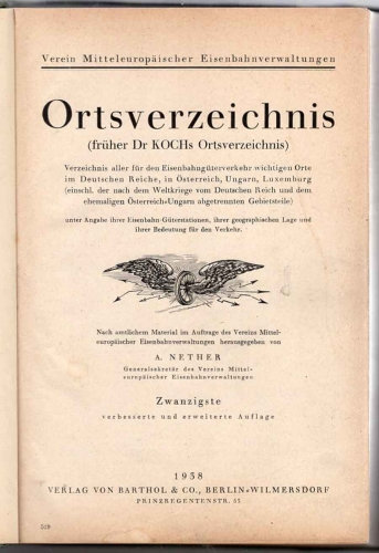 Gazetteer 1938 Central European Railway Association
