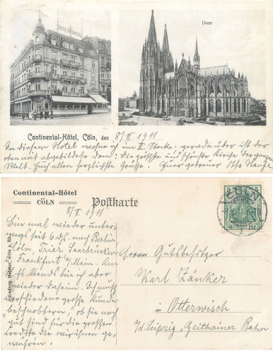 Köln Continental-Hotel Dom o 08.02.1911