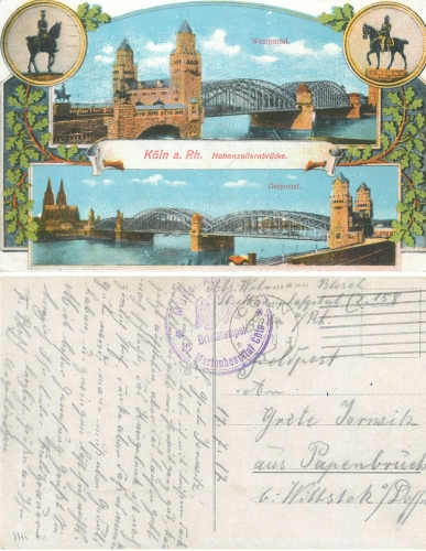 Köln Hohenzollernbrücke o 17.7.1917